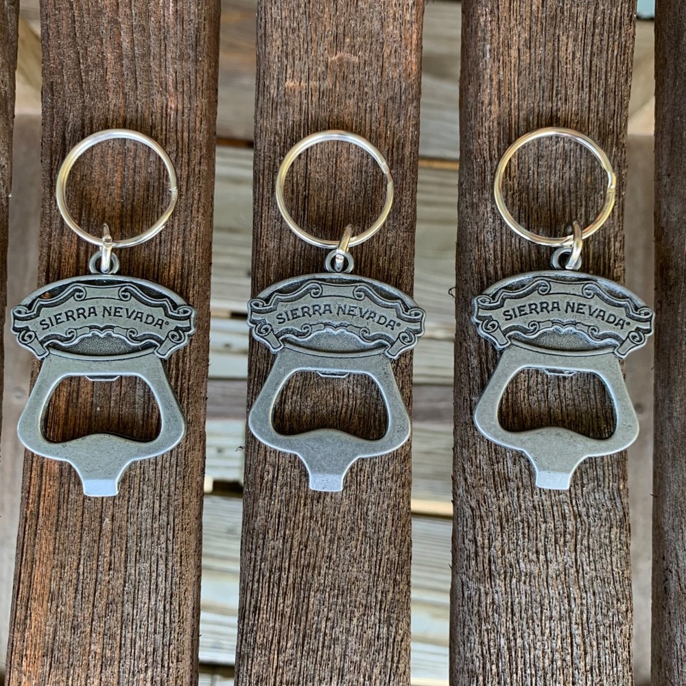 Sierra Nevada Brewing Co Metal Bottle Opener Keychain Set of 3 Silver Tone Bar